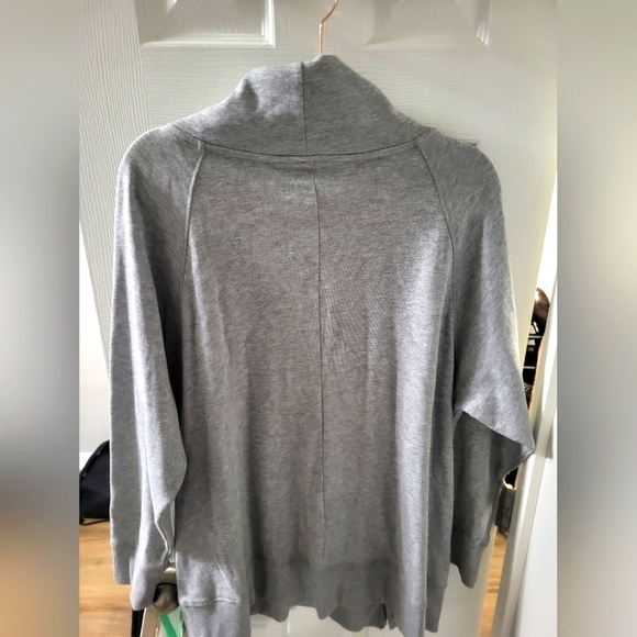 Cowl neck comfy roomy gray sweater with side snap detail - Picture 3 of 5